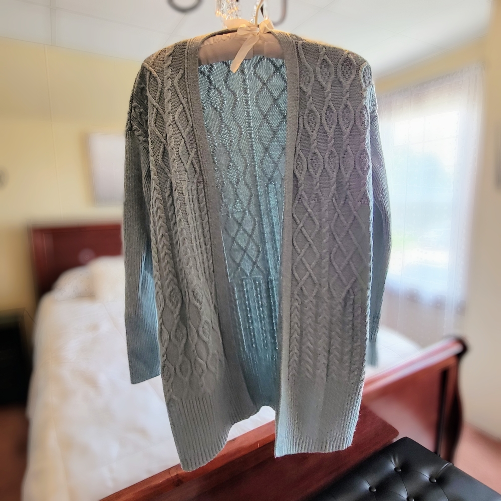 Chico's Blue Cable Knit Cardigan Sweater